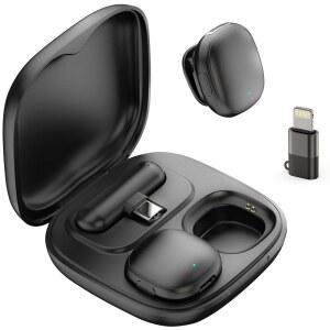 [미국배송] 폰 17용 NPTCL 무선 마이크 16 15 - 안드로이드 폰용 AI 노이즈 캔슬링 미니 USB C 비디오 녹화용 35H 충전 케이스 포함 라발리에 브이로그 유튜브 틱톡