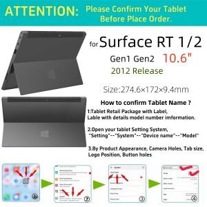 호환 Microsoft Surface RT 2용 플립 케이스 스탠드 Pu 가죽 10.6인치 태블릿 커버