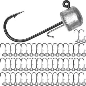 슈퍼Uper 50팩 네드 리그 지그 후크 키트 부드러운 미끼용 헤드 표준 낚시 3/8온스 1/8온스 1/6온스