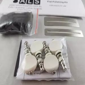 고토 우쿨렐레 튜너(보너스 ALS 프렛 폴리싱 키트) 재팬의 UKB 모델 튜너 흰색 버튼이 있는 니켈 4종 세트