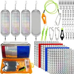 연어 송어 낚시를 위한 프리 피셔 63pcs 낚시 다저스 플래셔 키트 스피너베이트 제작 소금물 유인 트롤링을