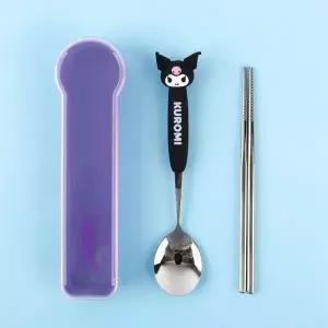 캐릭터 식기 유아 아동 숟가락 젓가락 세트 블랙쿠로미