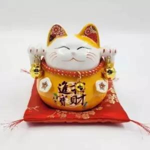 [문구/오피스] 마네킨네코 저금통 오렌지 일본복고양이 귀여운저금통 도자기저금통