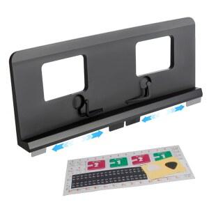 탈착식 피아노 키 스티커가 있는 AzulySlec 조절식 핀 음악 스탠드, 여러 전자 및 키보드 장착, 내장 수납식 시트 클립