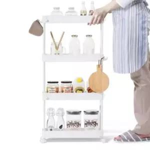 [생활] 슬림형 주방 수납 트롤리 4단 틈새 수납장 이동식 정리함