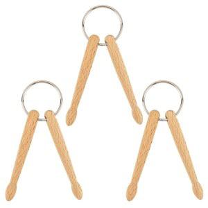 RP 놀라운 파워, 3팩 미니 나무 드럼스틱 열쇠고리 u2013 재미있는 노블리티 세트, 독특한 액세서리 또는 선물