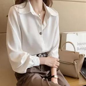 빅카라 부드러운 실크 여성 심플 블라우스 LK-S012