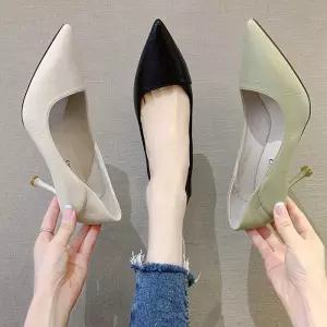 스틸레토 3컬러 여성 레더 하이힐 뮬 펌프스힐 LK-Q21