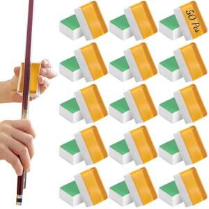 50 PCS 바이올린 로진, 개별 플라스틱 케이스가 포함된 가벼운 저먼지 활을 위한 지속적인 부드러운 그립 바이올린, 비올라, 첼로, 베이스, 에르후, 일상 연습을 맑은 사운드