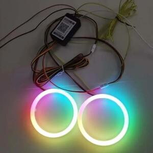 2개 APP 헤일로 링 RGB 엔젤 아이 LED 바이크 오토바이 스쿠터 자동차 헤드라이트 DRL 주간 주행등