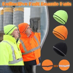 야외 겨울 반사 스트라이프 니트 모자 남여 밤  안전 스포츠 사이클링 러닝 작업 스키 보닛 힙합 비니