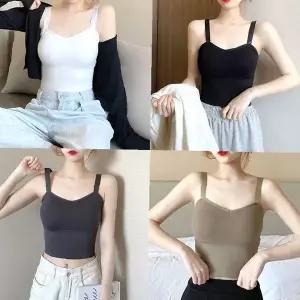 패드 브라탑 민소매 속옷 여성용 이너웨어 데일리 캐미솔 조끼형 상의