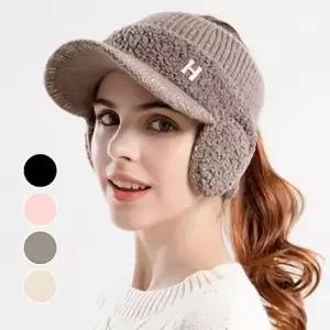 겨울썬캡 Hey 니트 썬캡 귀마개 모자 선바이저 골프 겨울 귀도리 털모자