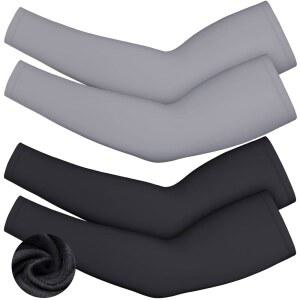 스카이티 4피스 남성용 온열 암 워머 컴프레션 슬리브 겨울 야외 활동 사이클링 농구 러닝