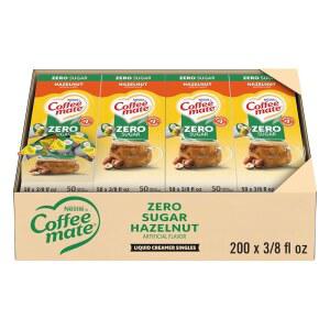 커피 메이트 크리머, 제로 슈가 헤이즐넛, 리퀴드 크리머 싱글, 논 유제품, 냉장 없음, 0.375온스 통(200팩)