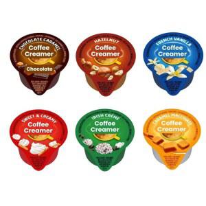 커피 크리머 싱글 서브 버라이어티 팩, (48ct / 6가지 다른 맛) 바닐라, 아이리쉬 크림, 카라멜 마키아토, 스위트 초콜릿 카라멜, 헤이즐넛 (48박스)