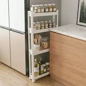 히키스 폭좁은 슬림 틈새선반 3단 이동식 트롤리 얇은 9.5CM 슬라이드 HTB4