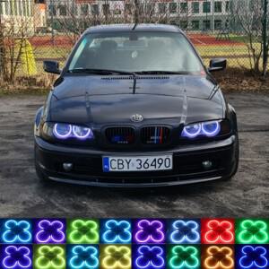 멀티 컬러 RGB 코튼 라이트 LED 엔젤 아이 리모컨 BMW 호환 3 5 7 시리즈 E36 E38 E39 E46 액세서리 131mm