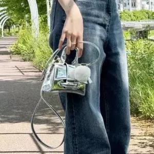 유광가방 여성 반짝이 토트백 손가방 애나멜 유광 미니토트백