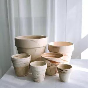 기본형 화이트마블링 빈티지토분 26x24cm 사무실식물