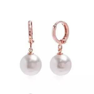 E495 10mm 화이트 진주 로즈골드 원터치 귀걸이 WFFOJXP