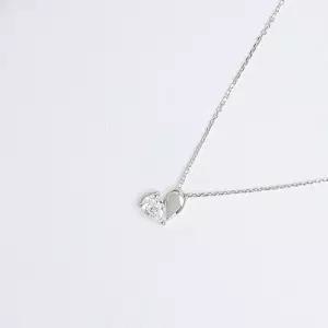 시후주얼리 순은 큐빅 쁘띠 반반하트 목걸이 SS062N WFFNIX6