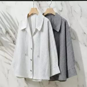 아트박스/신상오픈런 여성용 스트라이프 루즈핏 캐주얼 셔츠