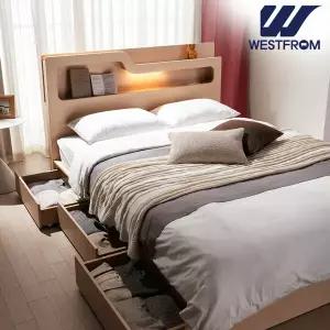 [웨스트프롬] 루이스 LED 수납침대(Q) / 바다 매트