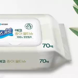[블루마켓]유한킴벌리 펄프 에코종이 물티슈 스캇 3개 아기물티슈 두꺼운물티슈 천연물티슈 대용량물티슈