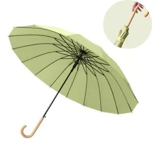 우드손잡이 16K 무지 파스텔 자동 우산 튼튼한 장우산 wbj7+5yMy