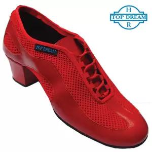 탑드림 여성 연습용 댄스화 9000 선수용 (빨강가죽+에어망사) 라틴 연습화 라인 사교 째즈 탱고 살사 왈츠 방송