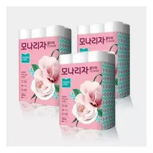 모나리자 플라워 2겹 40m 30롤 3팩 화장지 휴지 두루마리_JS 531416