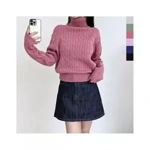 에스케이스토아 목폴라 니트 CAT 1065 여자데일리픽 꽈배기 목폴라니트 데일리 폴