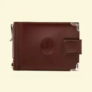 천연 소가죽 머니클립 레드 남성 지갑 슬림 카드 수납 컴팩트