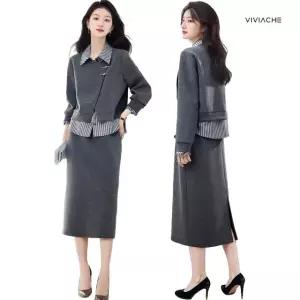 비비아체 셔츠 레이어 재킷+스커트