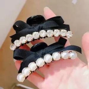 반 진주 리본 편한 잔머리 미니 집게핀 큐빅 WFFO9IW