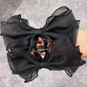 블랙 헤어집게핀 왕리본집게핀 쉬폰 왕리본 WFFNPTG