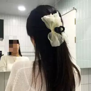 헤어집게핀 왕리본집게핀 왕리본 쉬폰 화이트 WFFPXTE