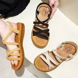 발편한 여름 샌들 밴딩 여성 플랫 캐주얼 스트랩 WFFPQCZ