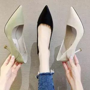 하이힐 데일리 스틸레토 뮬 펌프스힐 레더 여성 WFFPPYC