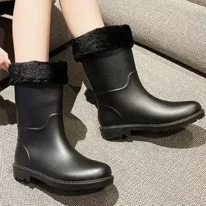 탈부착 여성 기모안감 앵클 레인부츠 캐주얼 겨울 WFFPN30