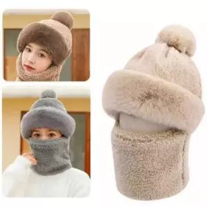 포근한 밍크털 모자 넥워머 방한 일체형 워머 후드 넥 WFFQDOB