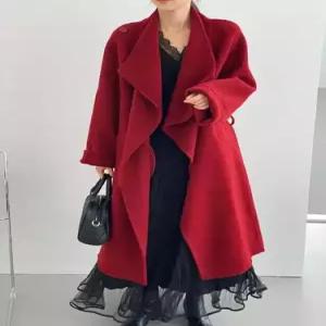 여성 울 데일룩 코트 모피 그럼전포 빨간 코튼 빅카라 차이나 DAOL1
