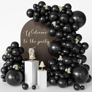 CVPARTYON 블랙 풍선 125개 다양한 크기의 18개 12개 10개 5개 라텍스 팩 생일 파티 아치 키트 갈랜드 졸업식 할로윈 기념 장식