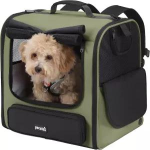 페큐트 넓은 고양이 캐리어 백팩 불안한 고양이와 작은 개를 위한 가벼운 통풍 반려동물 백팩(미니어처