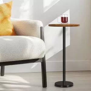 파티오 야외 받침대용 작은 원형 칵테일 테이블 소파 러스틱 브라운 블랙을 위한 블랙 마블 베이스가 있는