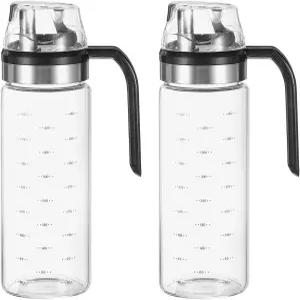 uxcell 오일 및 식초 디스펜서 세트 2개 눈금 표시 유리 오일병 15oz/450ml 논드립 주입구 주방 요리용