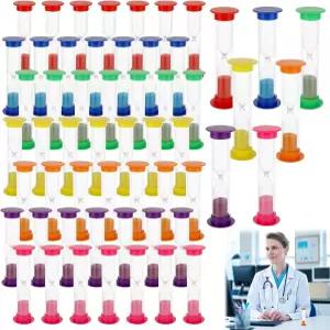 56개 2분 모래시계 미니 대량 타이머 주방 게임 사무실용 칫솔시계 (7가지 색상)