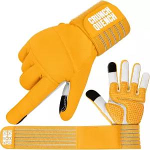 크런치퀀치 - 손목 지지대가 있는 웨이트 팅 장갑 짐글러브 가죽 손바닥 미끄럼 방지 그립 전체 보호