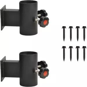 1개의 검은색 파티오 우산 홀더 헤비 듀티 오프셋 스탠드 야외 난간 기둥 울타리 발코니를 위한 데크 플랫